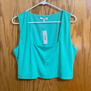 AFRM Teal Sleeveless Crop Tank Top